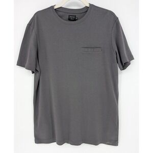 Marfinno Pocket‎ T-Shirt Mens M Gray Short Sleeve Regular Fit Crew Neck Solid